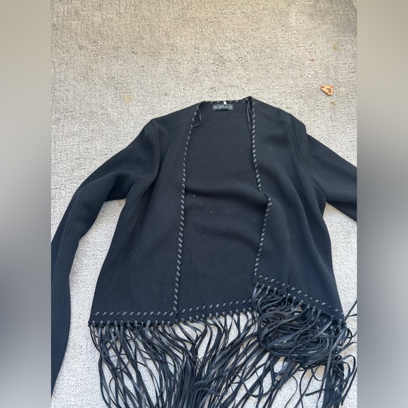 ZARA KNITTED BLACK FRINGE CARDIGAN JACKET - Picture 5 of 7